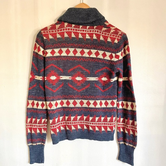 Ralph Lauren Denim & Supply Vintage Shawl Collar Cardigan Aztec Cotton Navy S - Picture 4 of 11